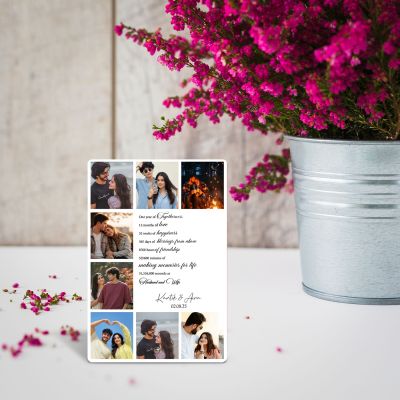 Personalized First Anniversary Photo Collage Frame, Gift for Wedding Day Husband and Wife Keepsake, 1st Anniversary Gift For Couples Stand Pin Included